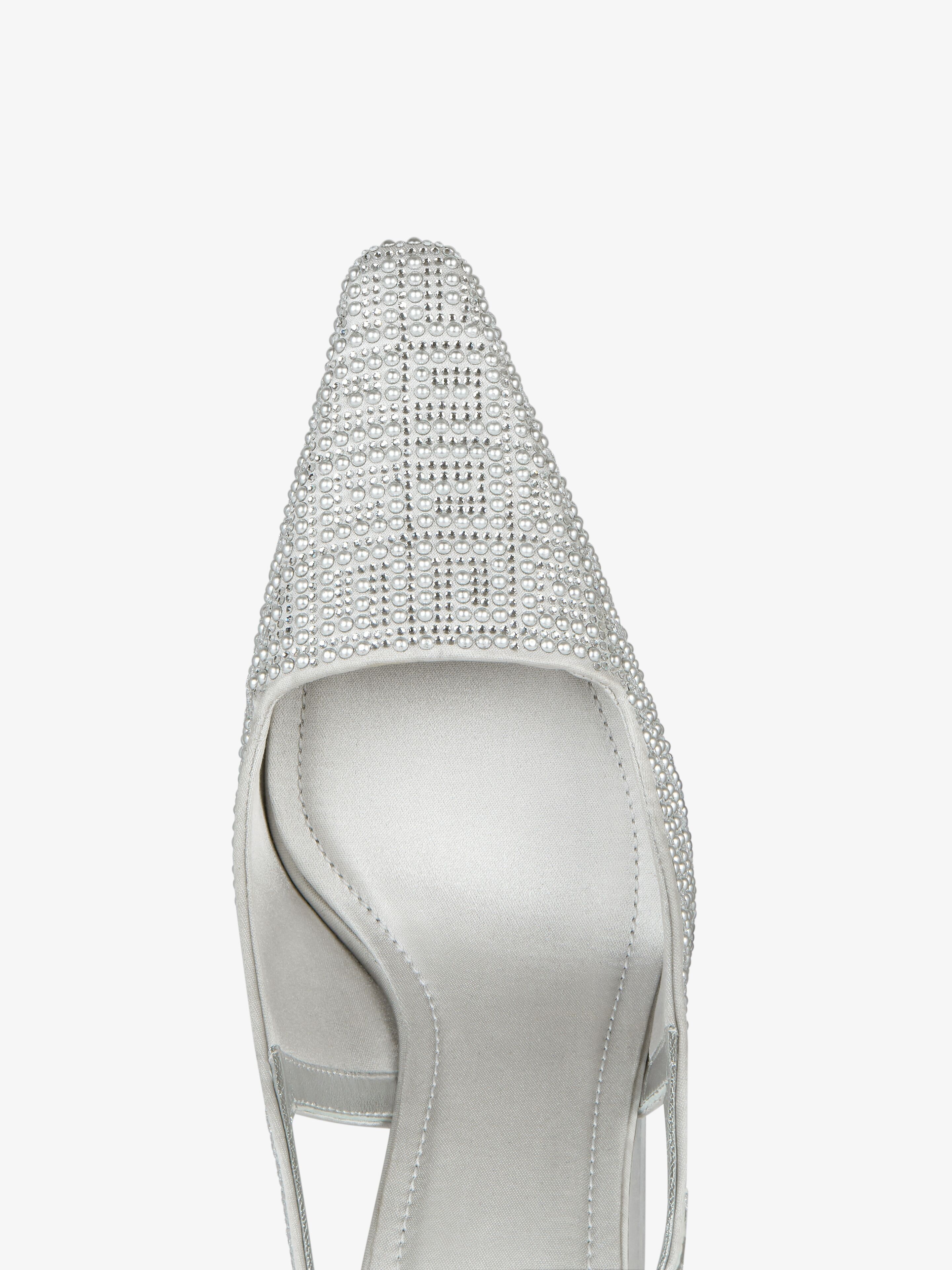 G CUBE SLINGBACKS IN SATIN WITH 4G STUDS AND STRASS - 6
