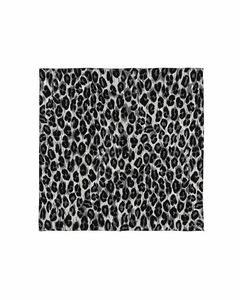 SILK SCARF LEOPARD (CHIRIMEN) GREY - 1