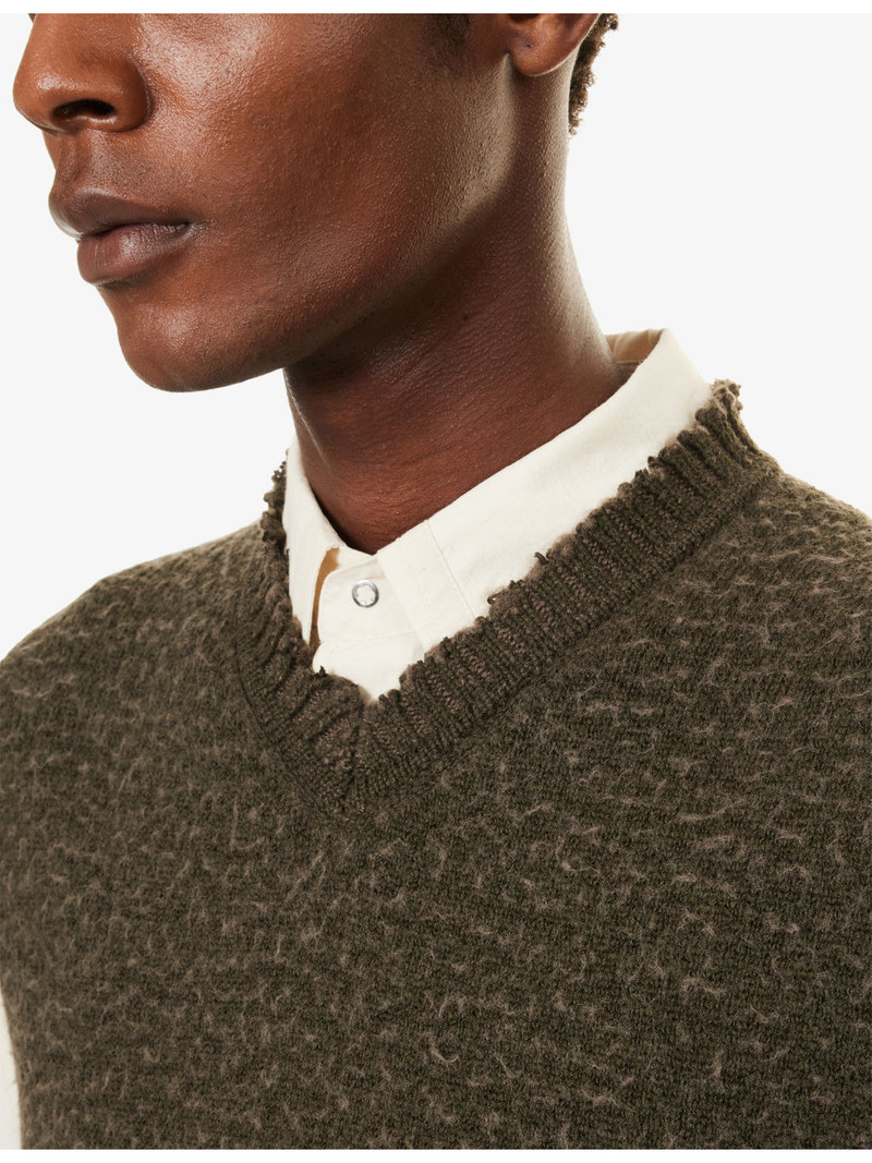 Blanket V-Neck Merino-Wool and Cotton-Blend Vest 5