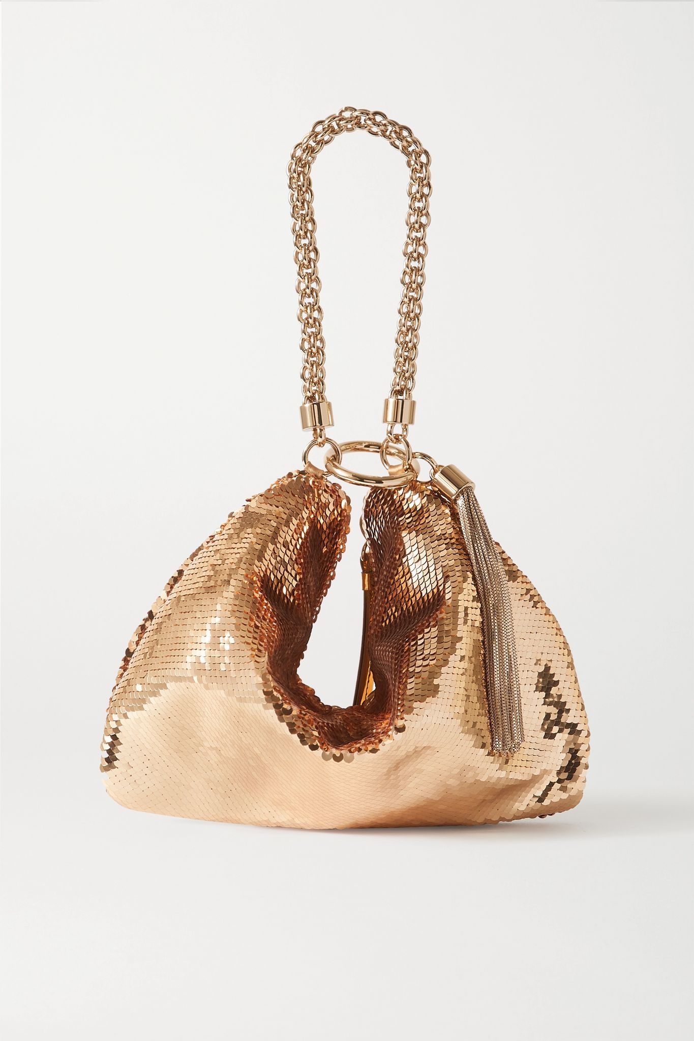 Callie tasseled sequined satin shoulder bag - 1