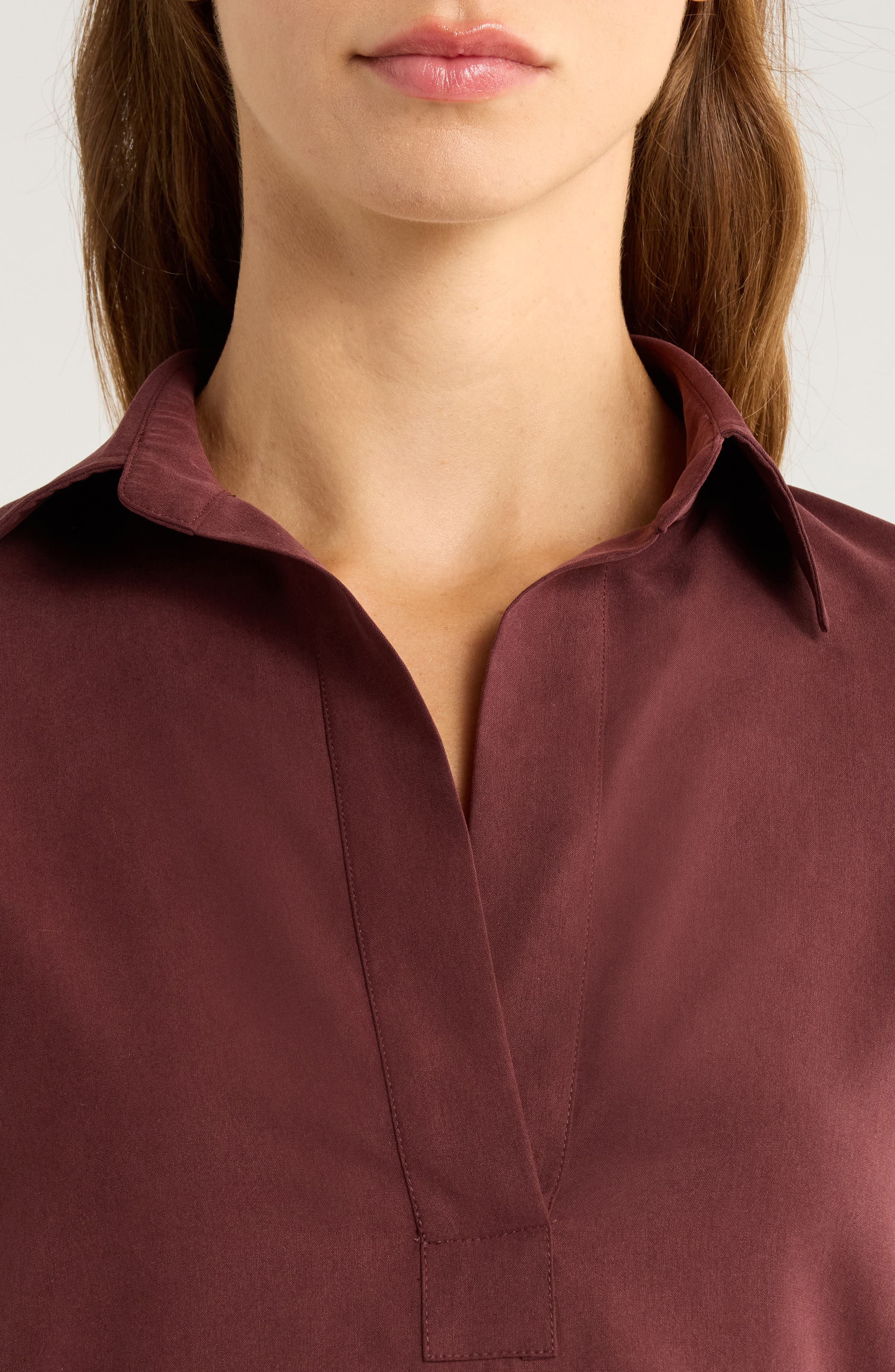 Max Mara Mirko Silk Crepe Popover Top in Cherry at Nordstrom - 4