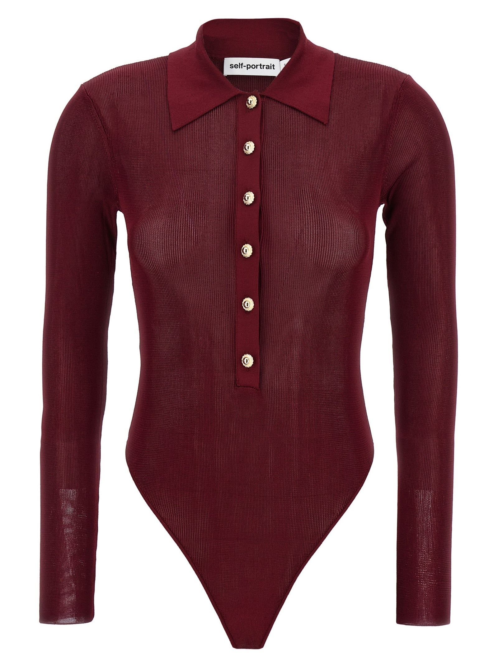 Viscose Knit Bodysuit Tops Bordeaux - 1