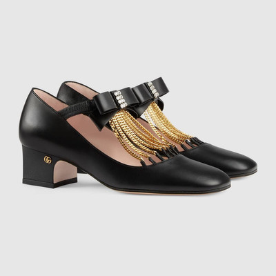 GUCCI Women's mid-heel pump with crystal bow outlook