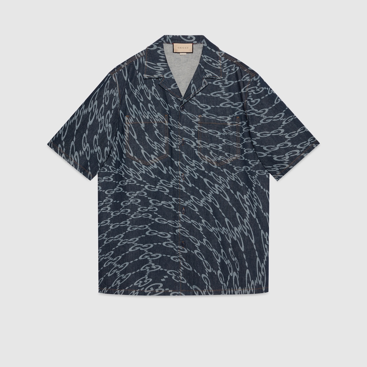 Wavy GG laser print denim shirt - 1
