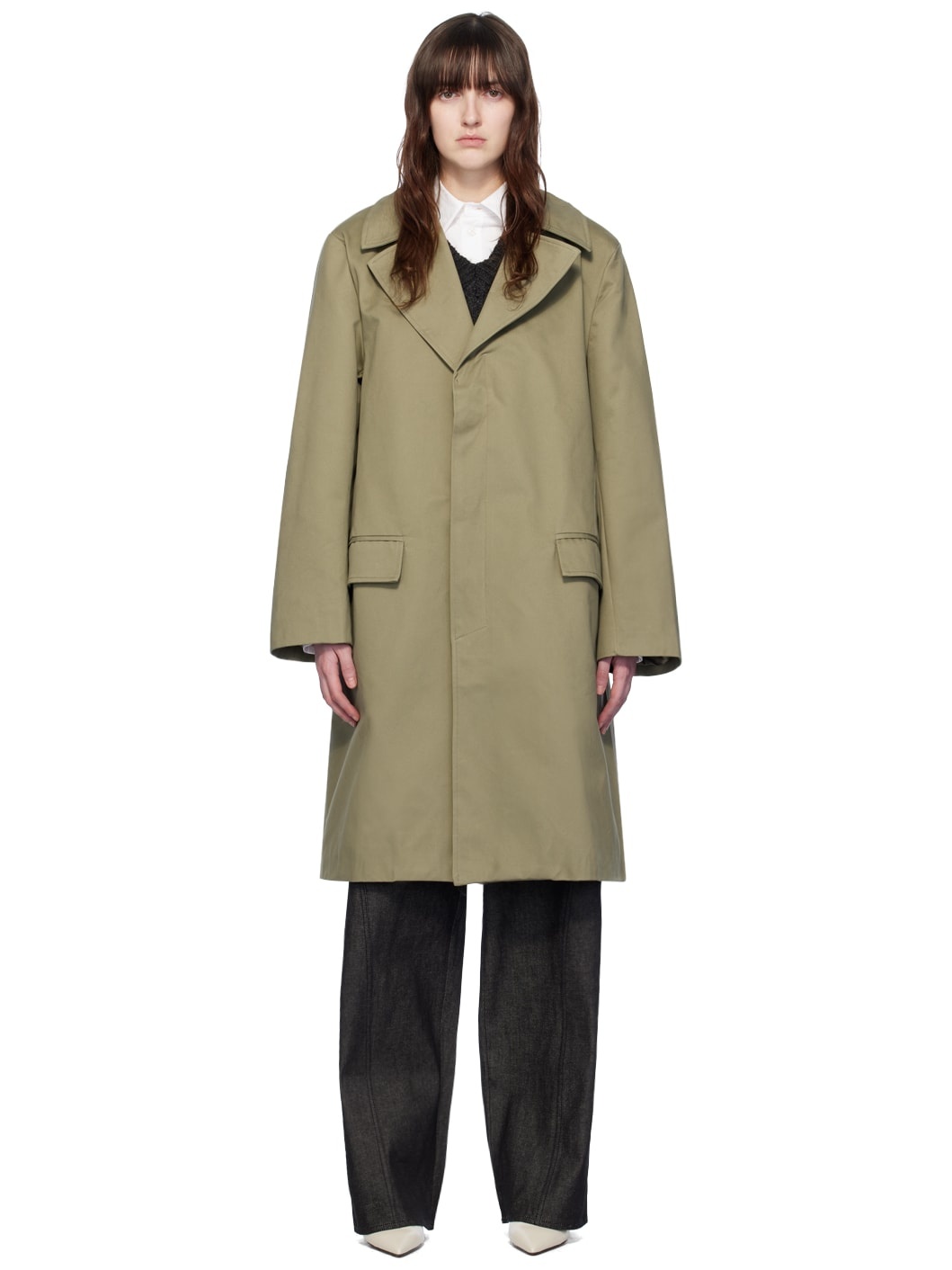 Khaki Button Coat - 1
