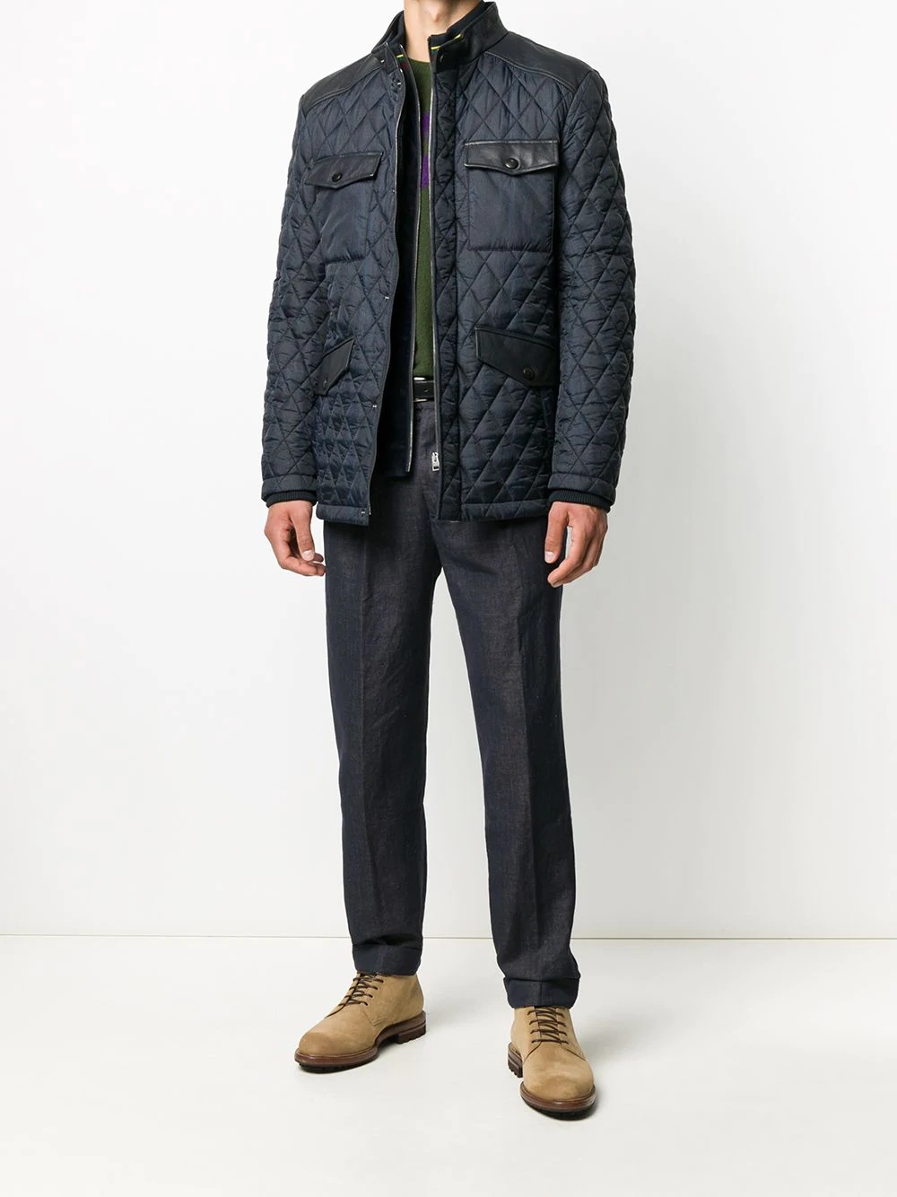 quilted single-breasted coat - 2