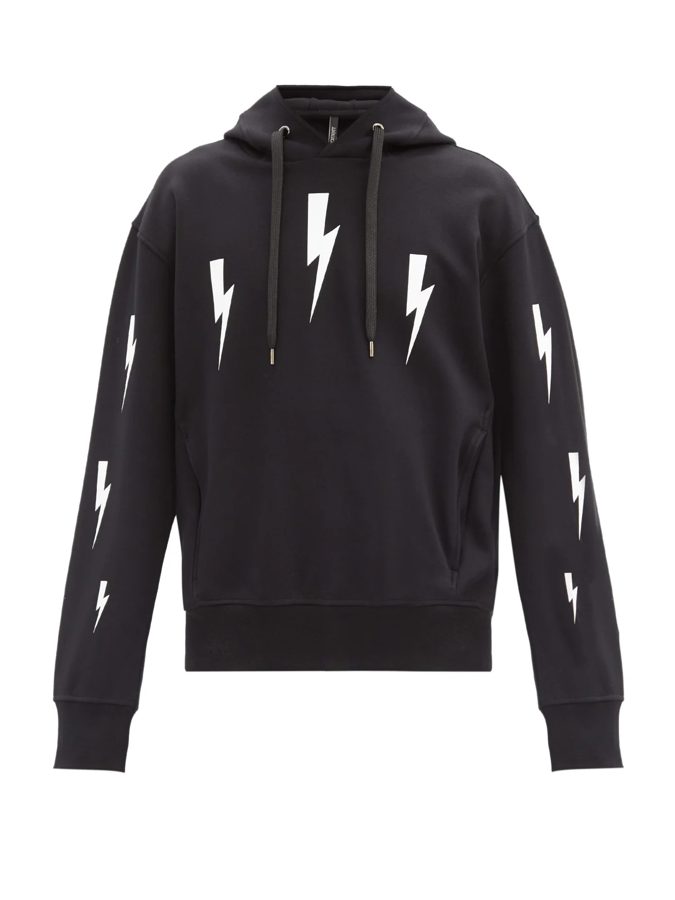 Thunderbolt-print jersey hooded sweatshirt - 1