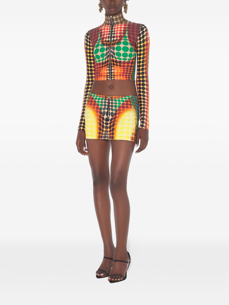 Jean Paul Gaultier zip-up dots-print mini skirt outlook
