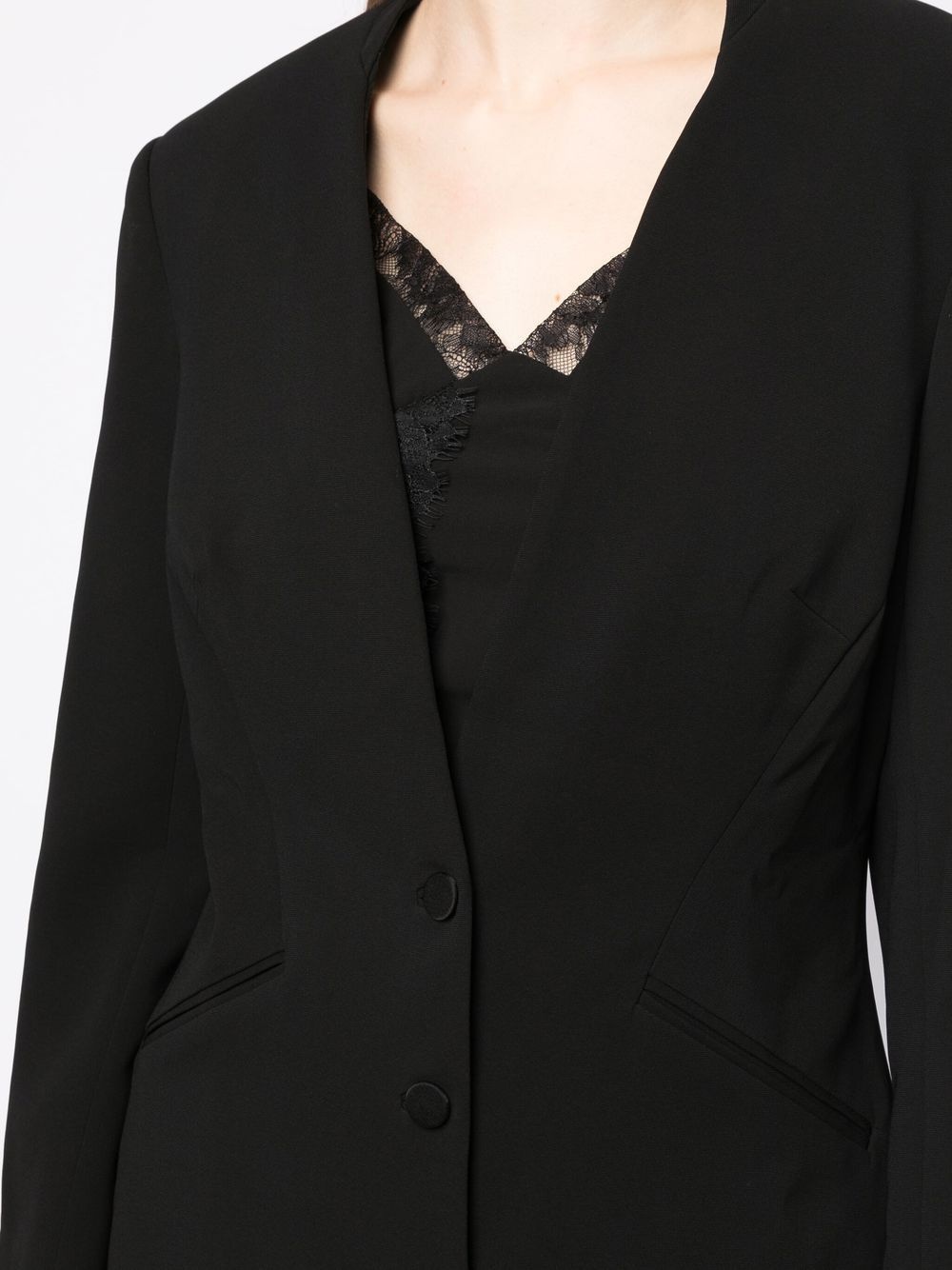 collarless single-breasted jacket - 5