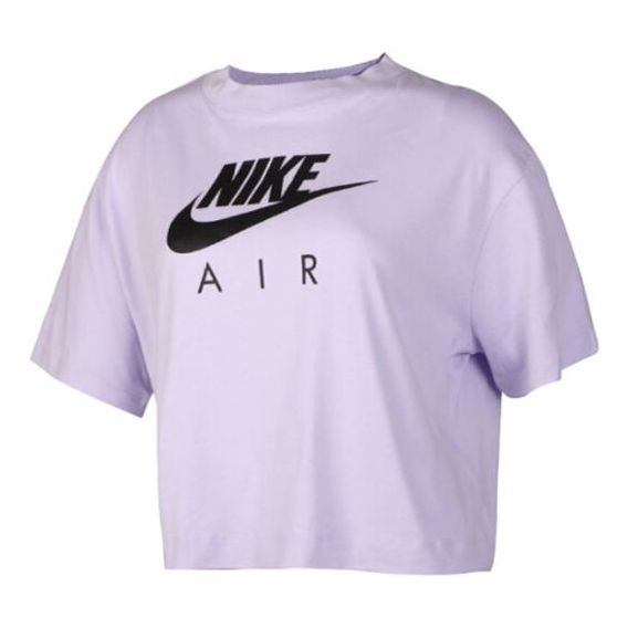 (WMNS) Nike Air Printing Sports Short Sleeve 'Purple Black' BV4778-539 - 1