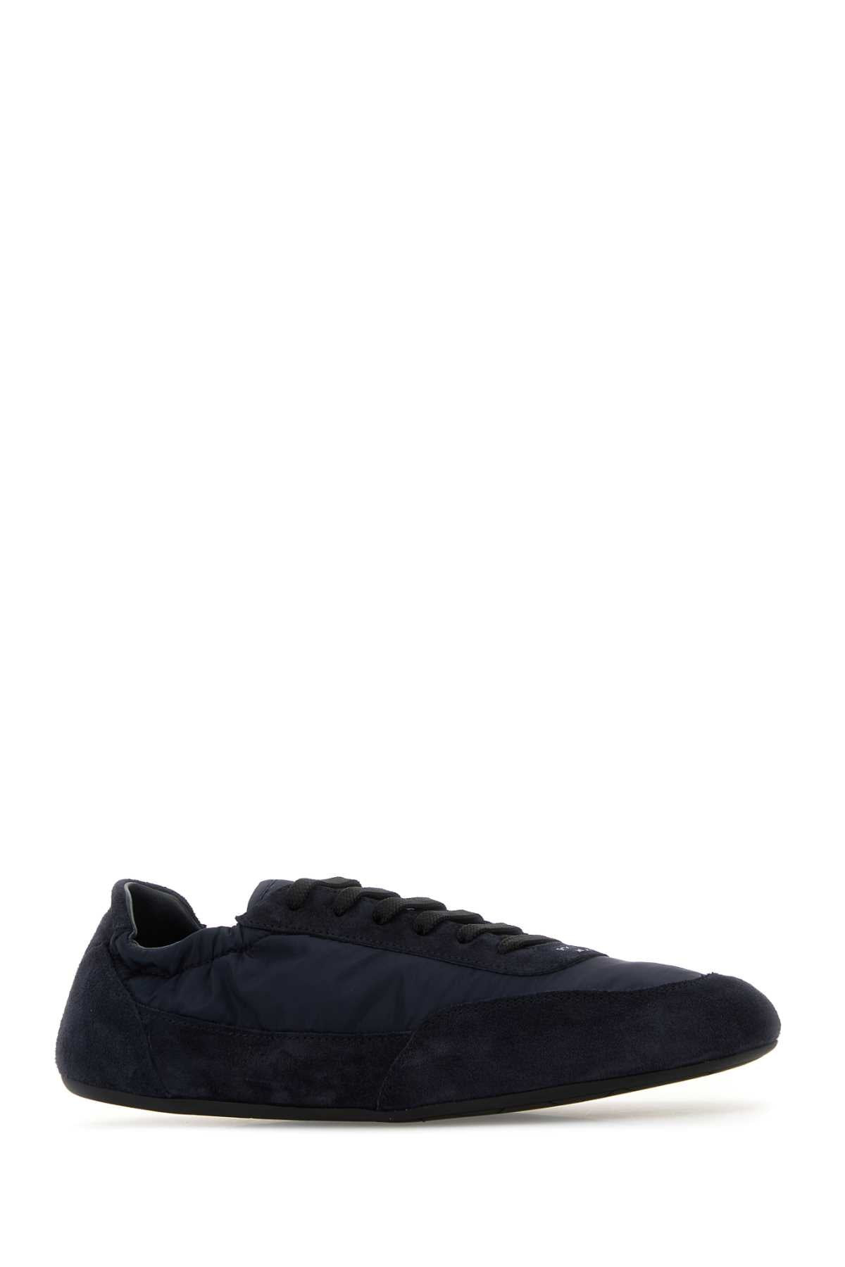 Prada Women Navy Blue Re-Nylon And Suede Collapse Sneakers - 2