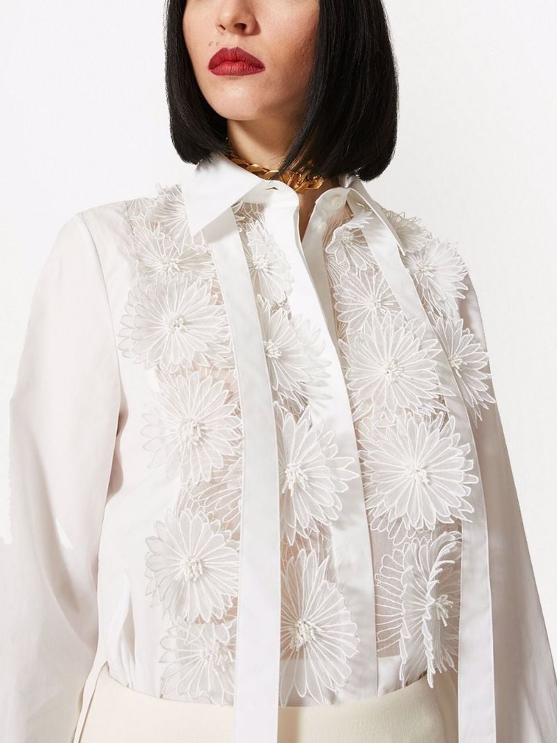 appliqué-detail long-sleeve shirt - 5