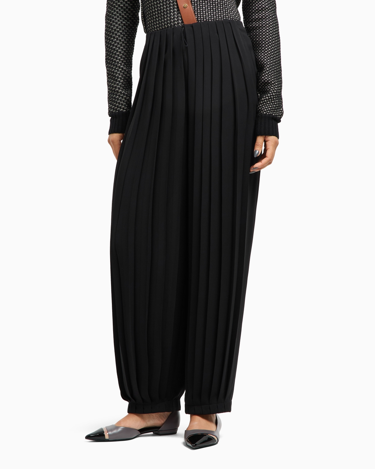 ASV PLEATED TRIPLE SILK GEORGETTE TROUSERS - 4