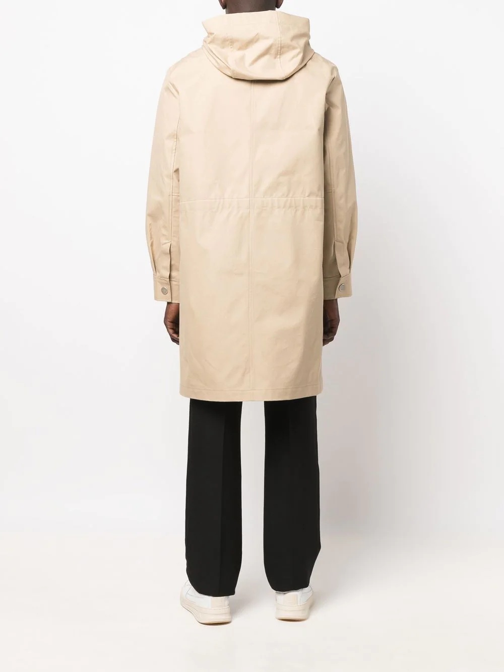 hooded drawstring parka coat - 4