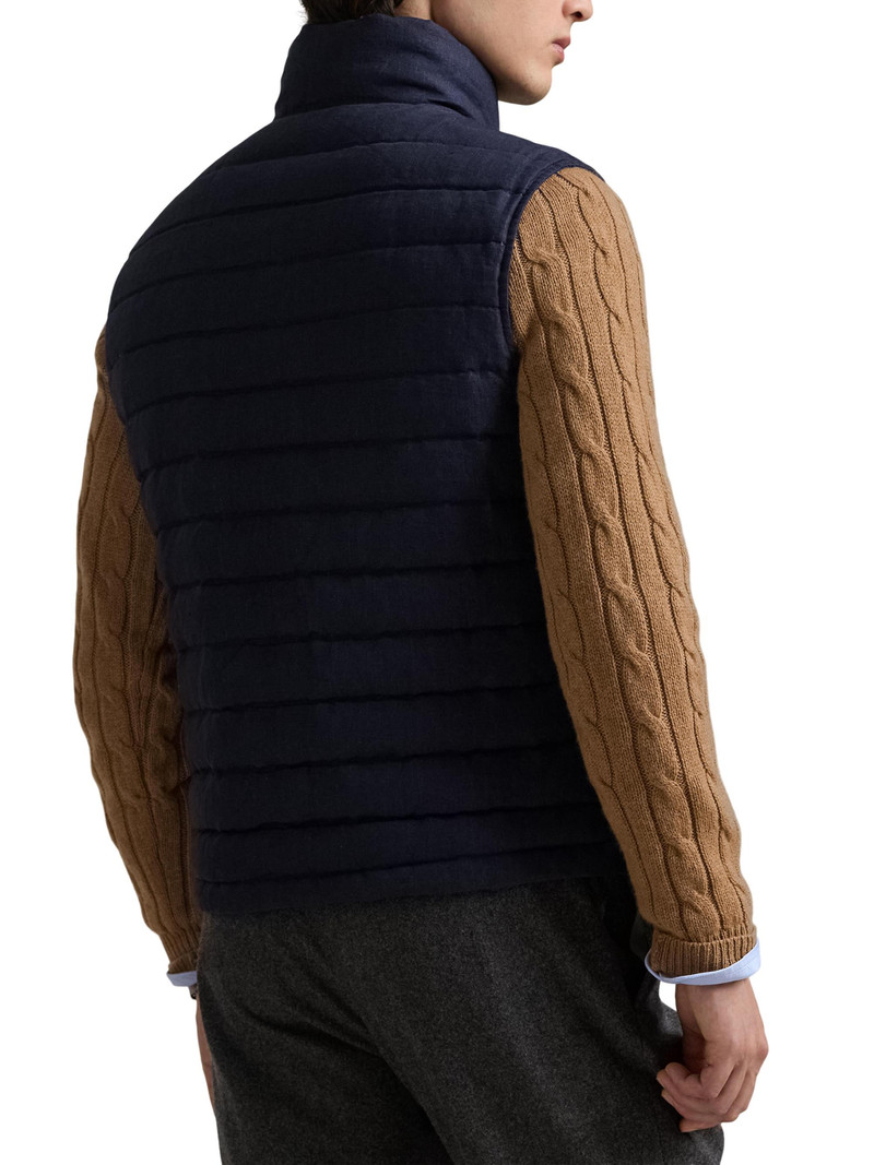 Men's Quilted Linen Down Vest - Collection Navy 4