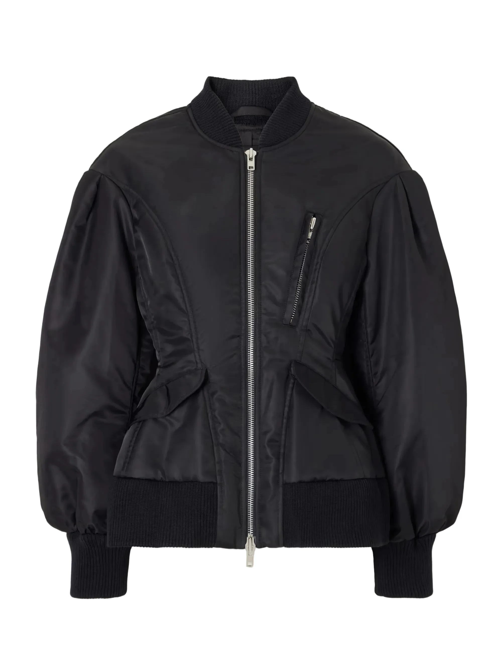 PADDED SCULPTED BOMBER JACKET - BLACK - 1