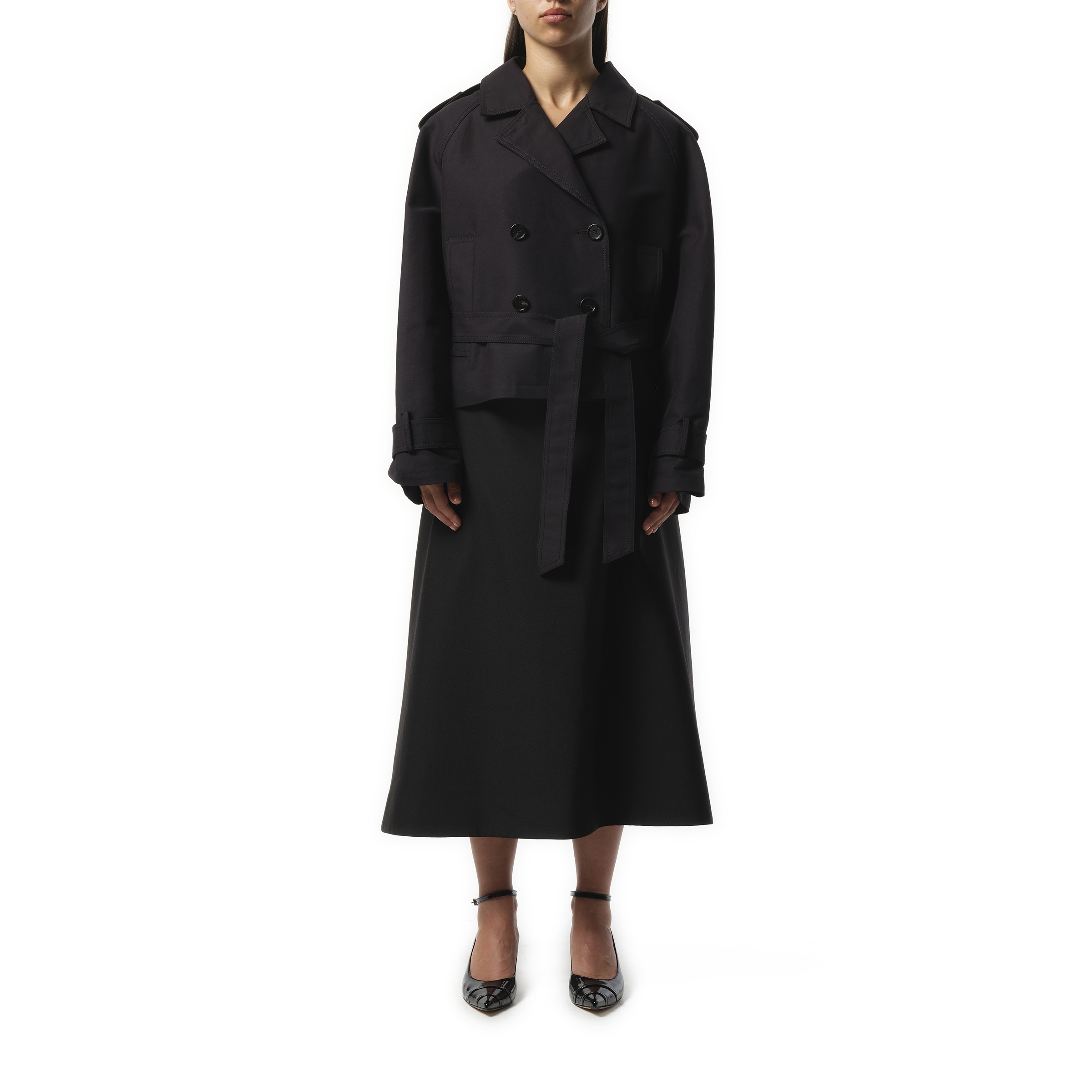Short Trench Coat in Black - 4
