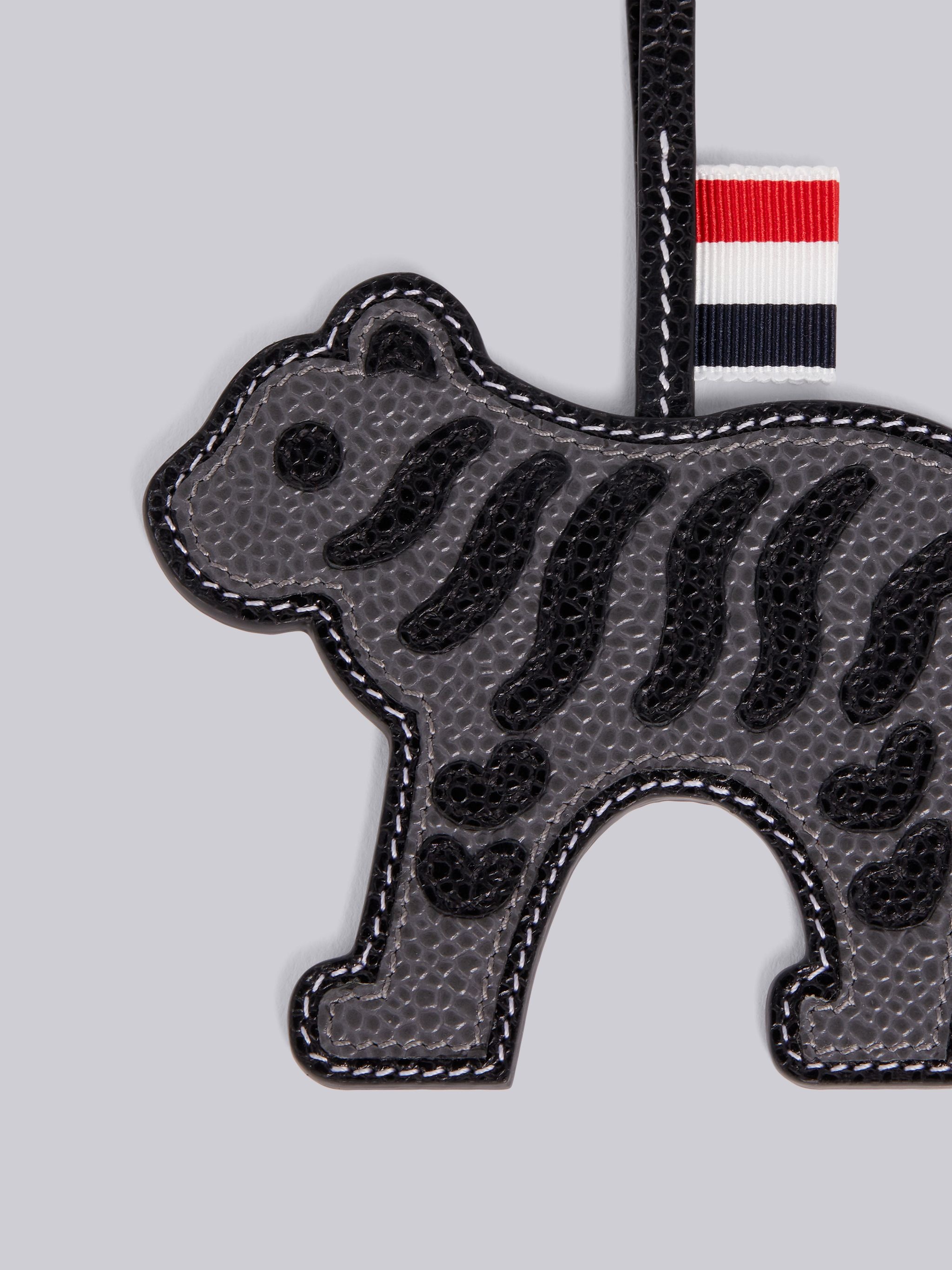 Black Pebbled Calfskin Tiger Charm - 2