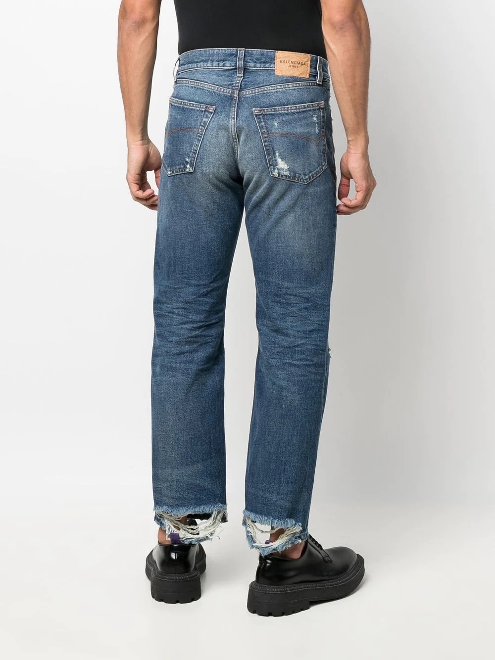 raw edge slim-cut jeans - 4