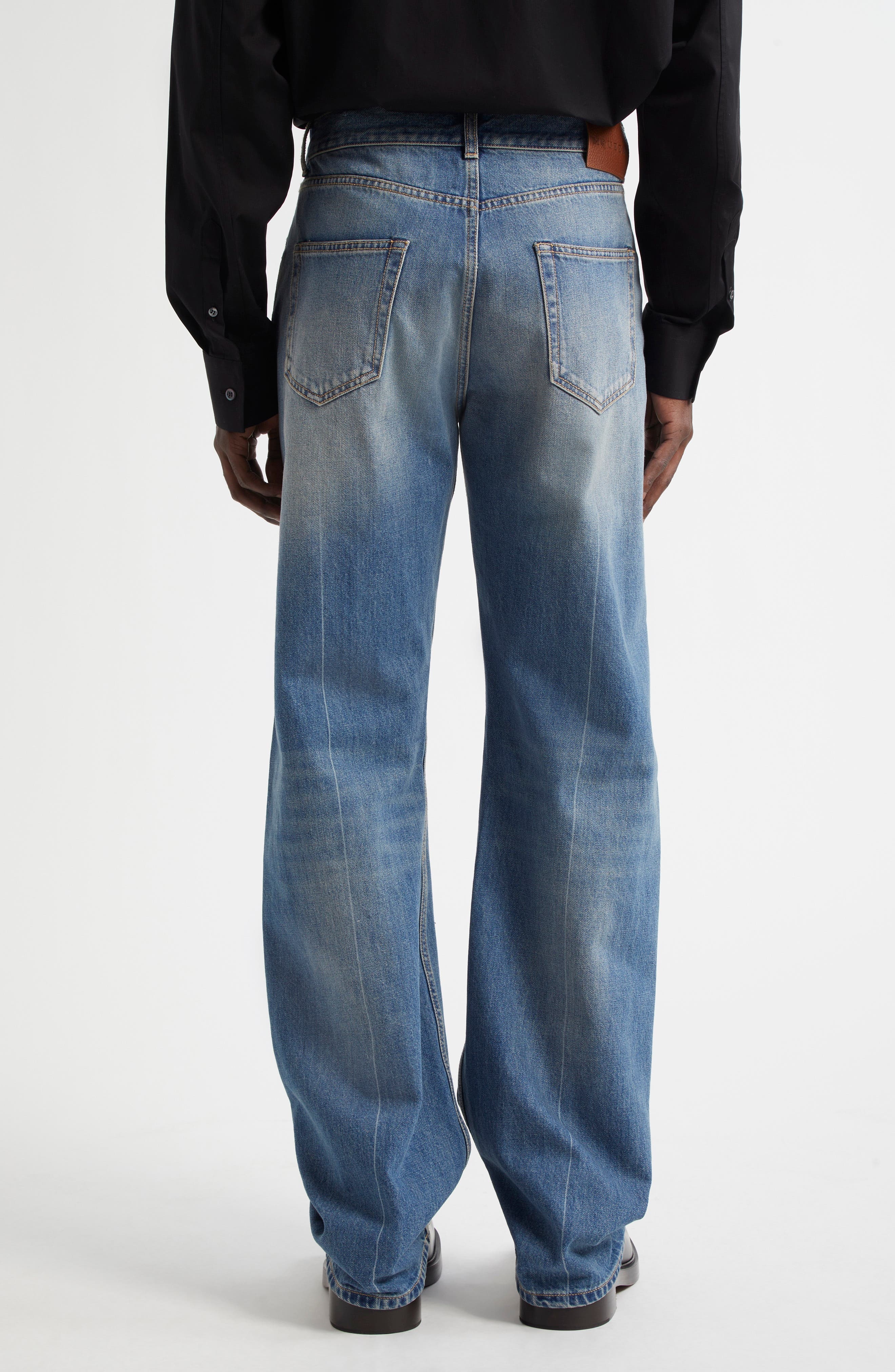 Alexander McQueen Skull Straight Leg Jeans in Blue Washed at Nordstrom - 3