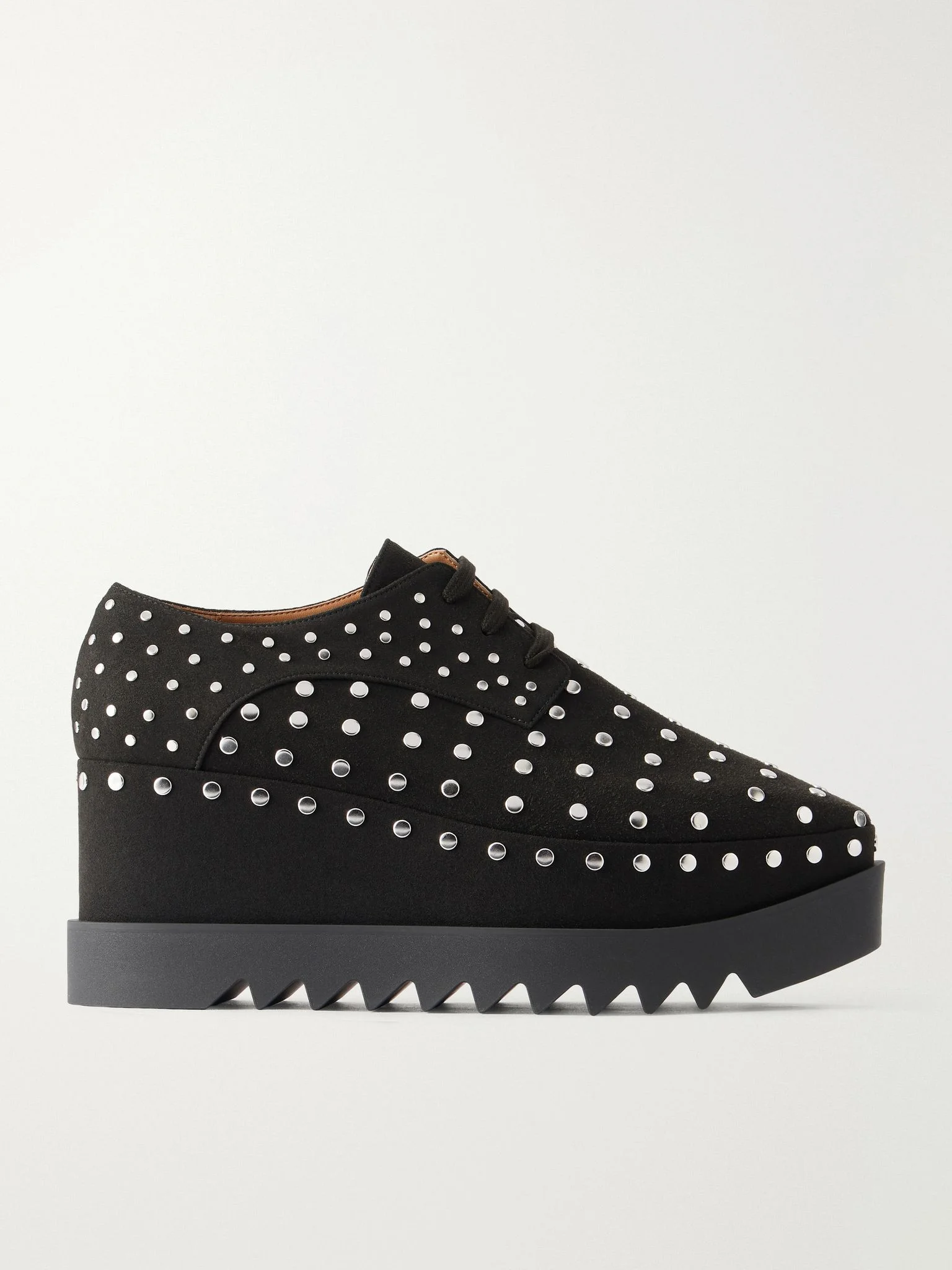 Elyse studded textured vegan material platform brogues Black - 1