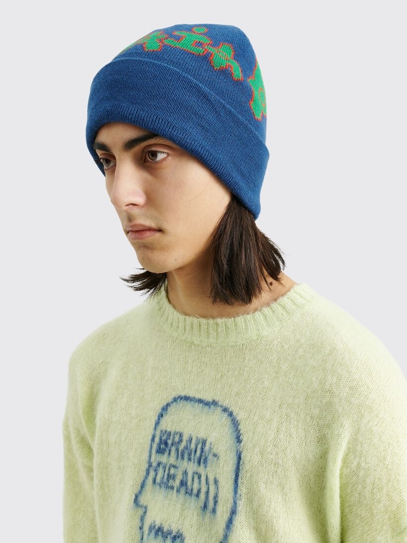 BRAIN DEAD AMOEBA WOOL BEANIE NAVY - 3