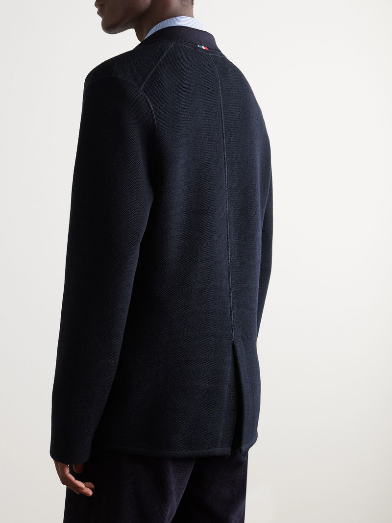 Rainer Merino Wool-Piqué Cardigan Navy 3