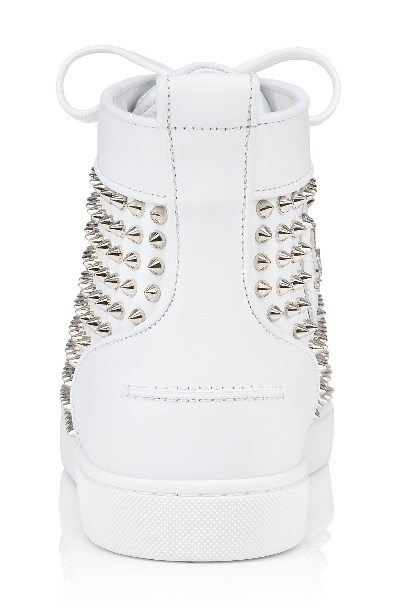 Christian Louboutin Louis Allover Spikes High Top Sneaker in White/Silver at Nordstrom - 5