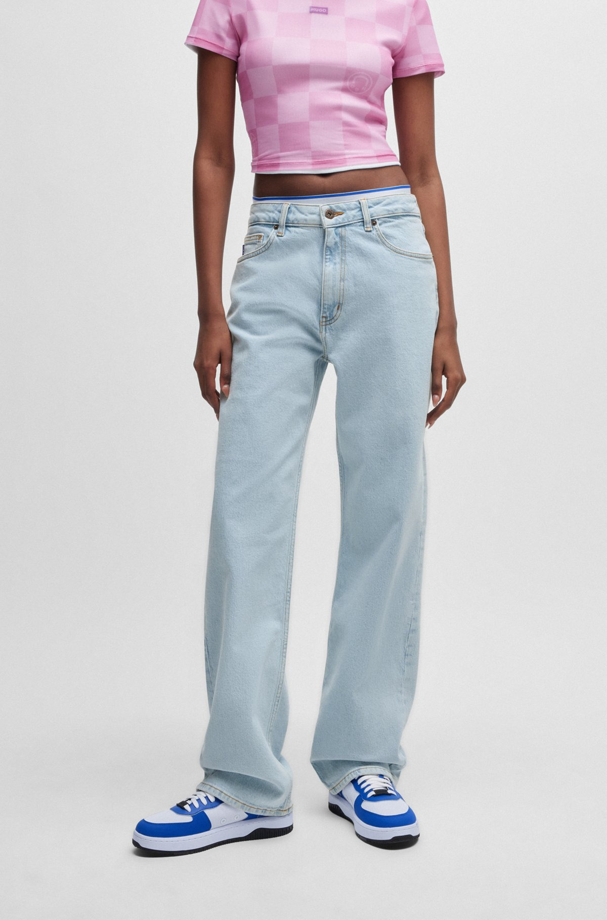 STRAIGHT-FIT JEANS IN LIGHT-BLUE STRETCH DENIM - 2