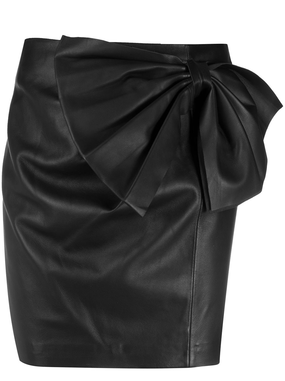 lambskin bow detail mini skirt - 1