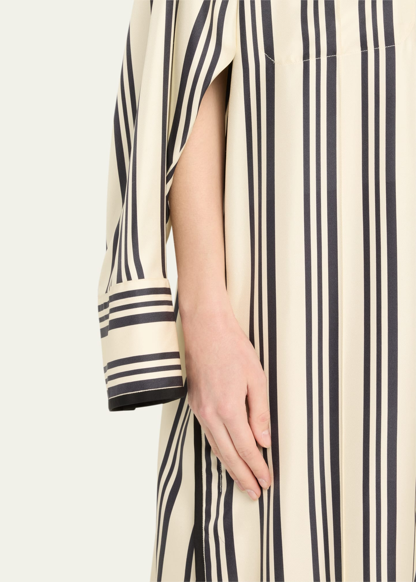 Viviana Stripe Maxi Silk Shirtdress - 5
