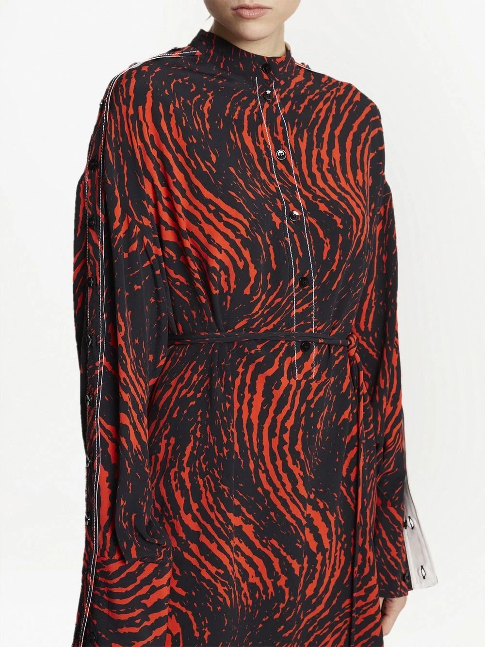 leopard-print crepe de Chine shirtdress - 5