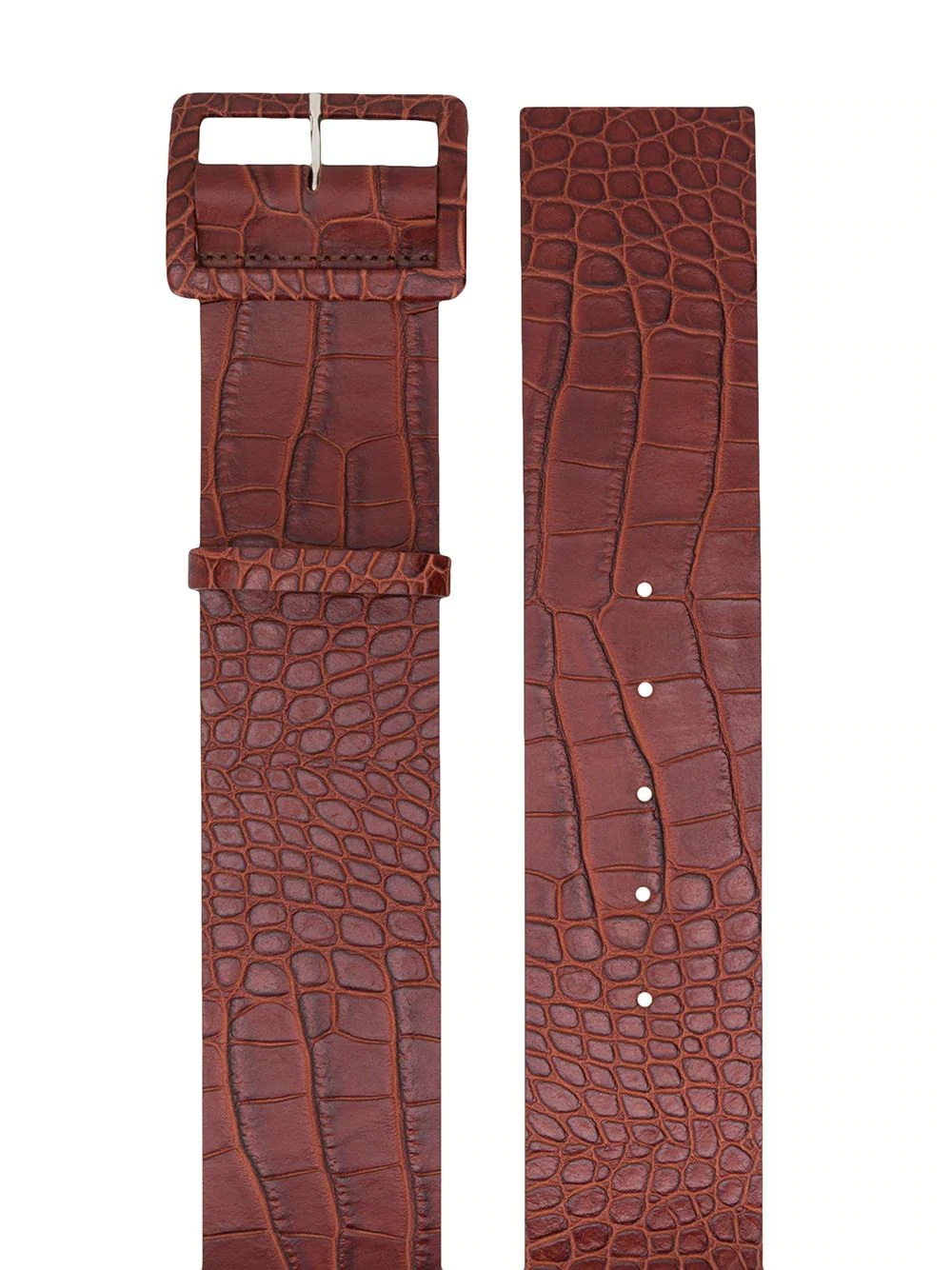 crocodile-embossed leather belt - 2