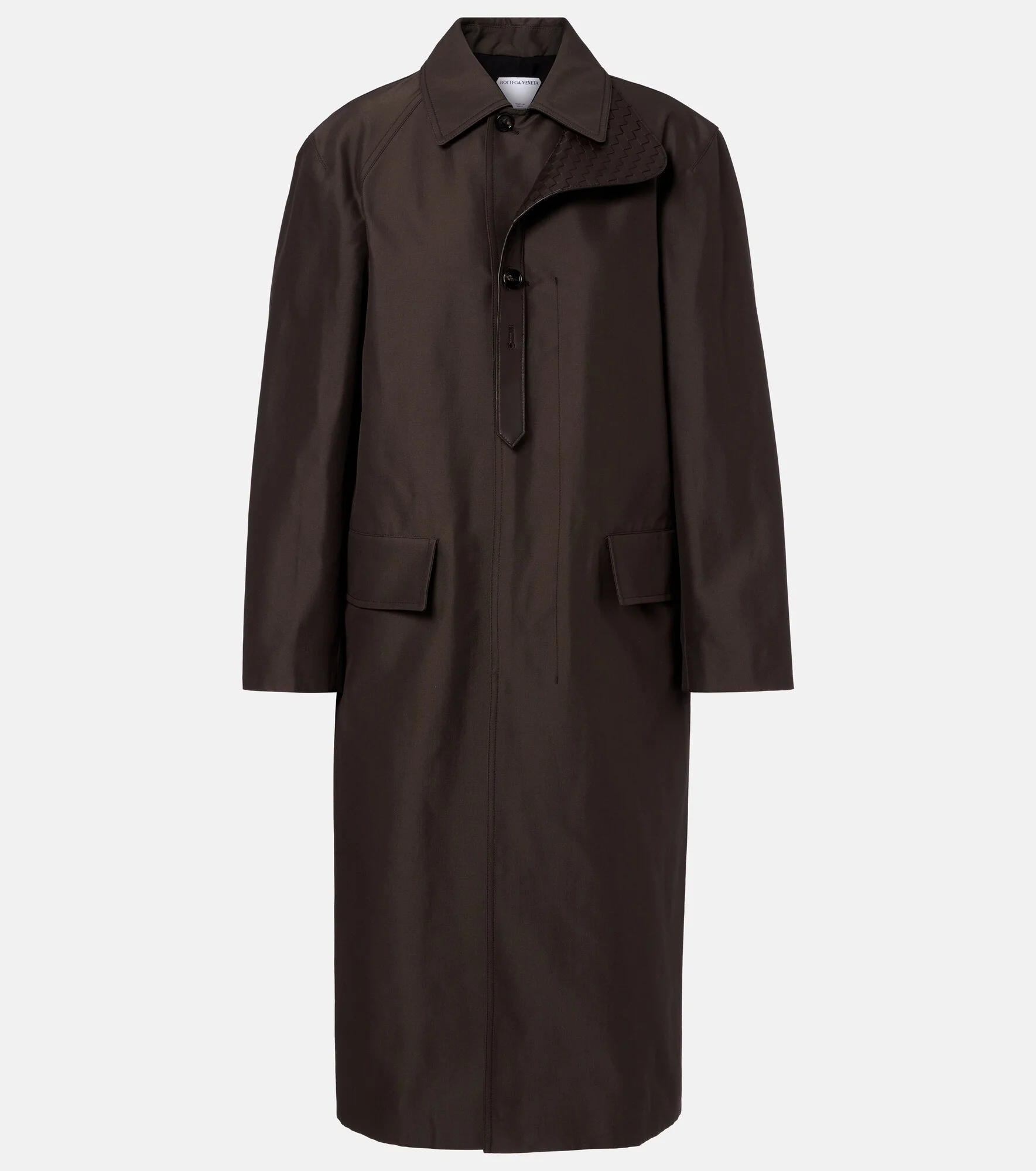 Intrecciato leather-trimmed trench coat - 1