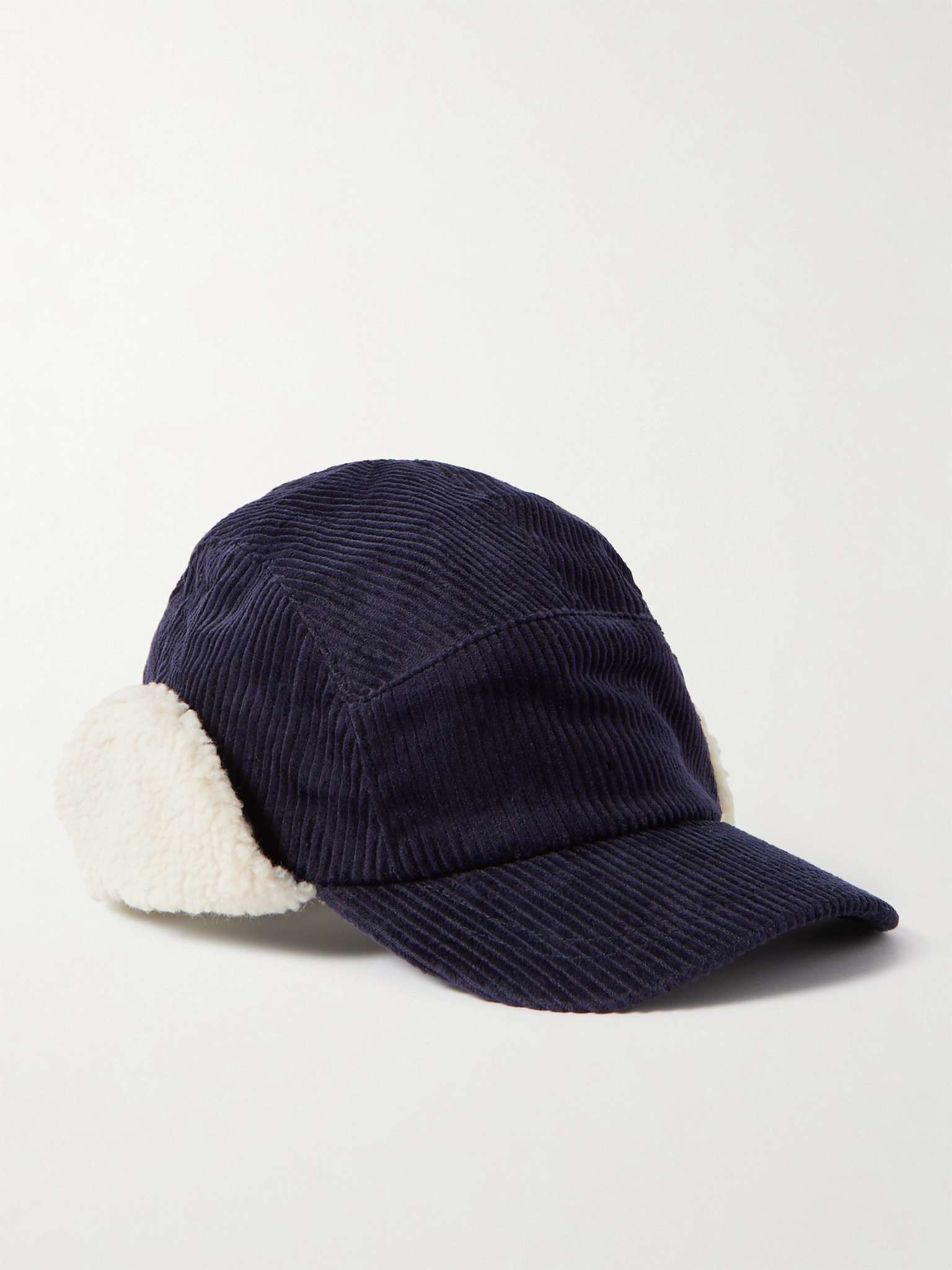 Shearling-Trimmed Cotton-Corduroy Trapper Hat - 1