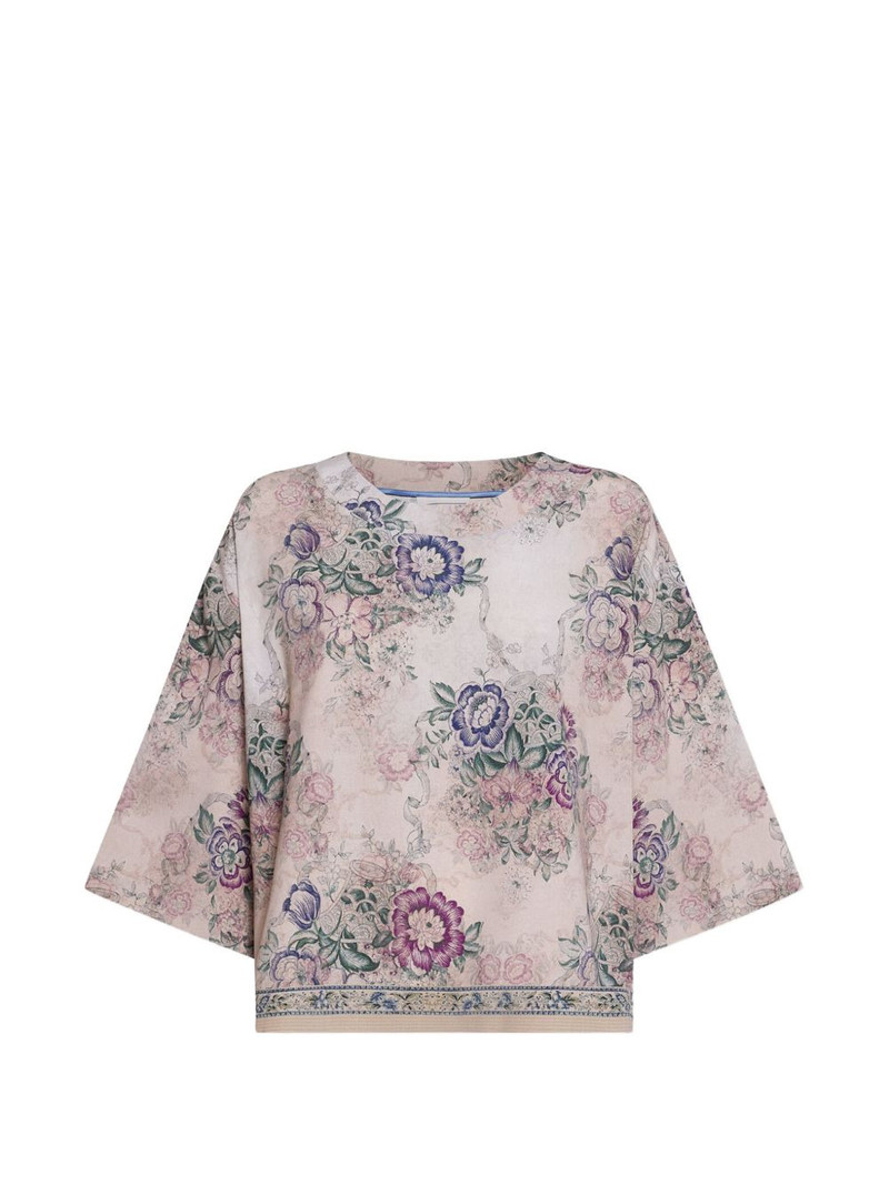 Adanastr dolman-sleeve floral short-sleeve shirt 1