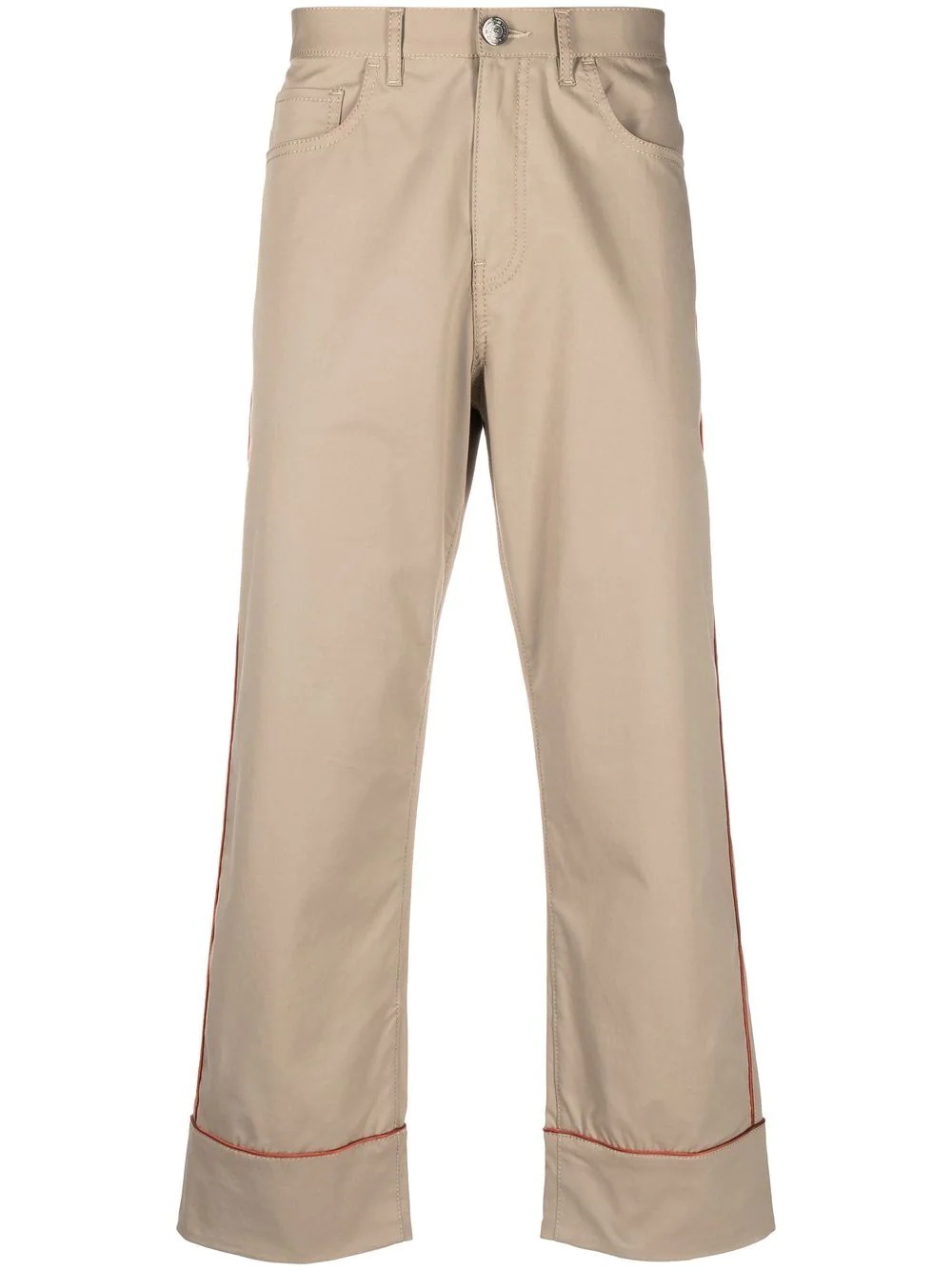 cropped piped-trim trousers - 1