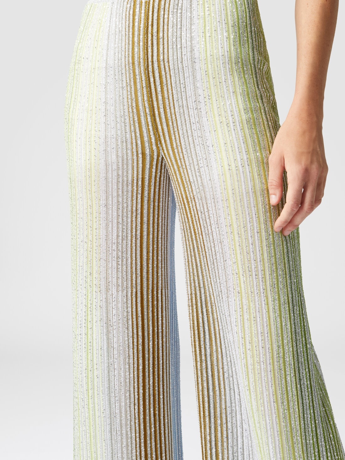 Partialized striped palazzo trousers with sequins - 5