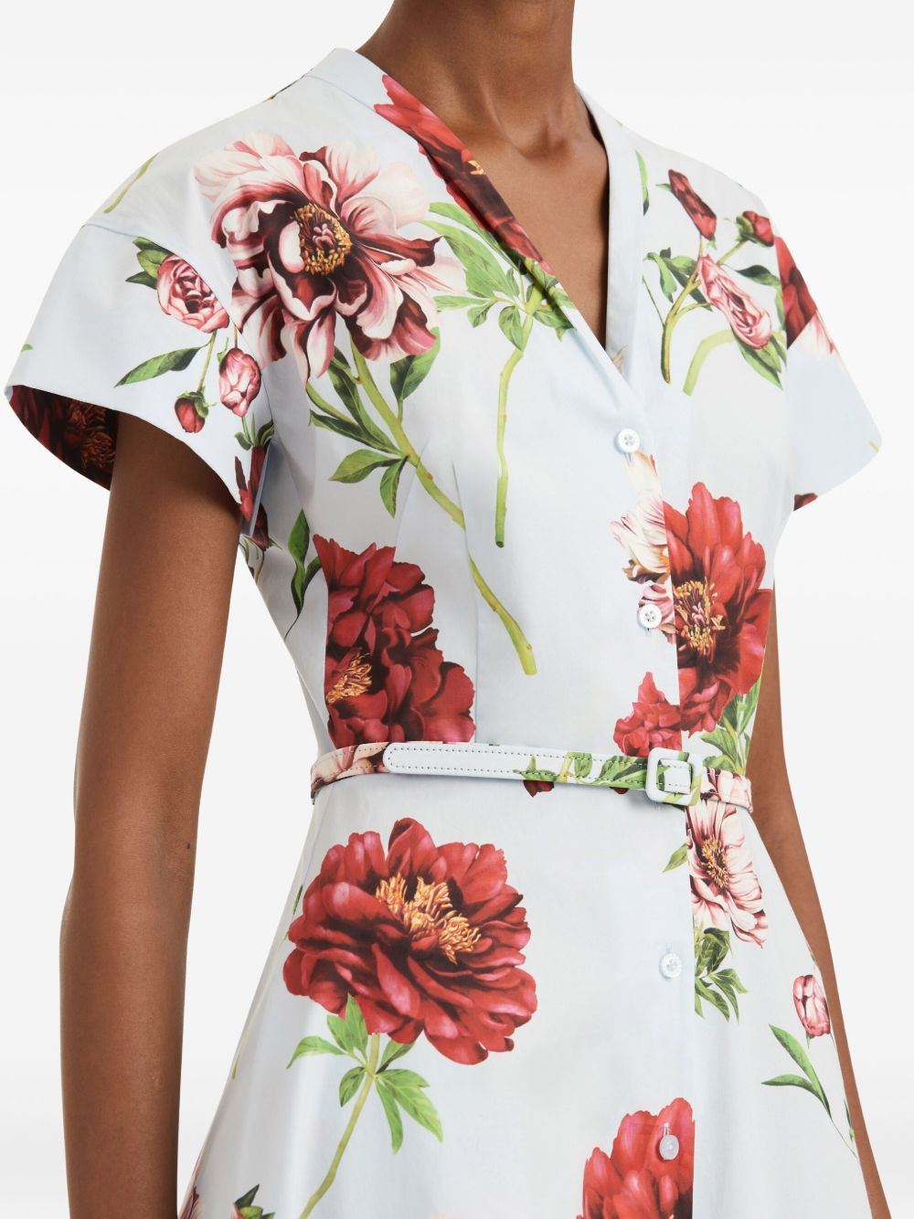 floral-print belted midi dress - 5