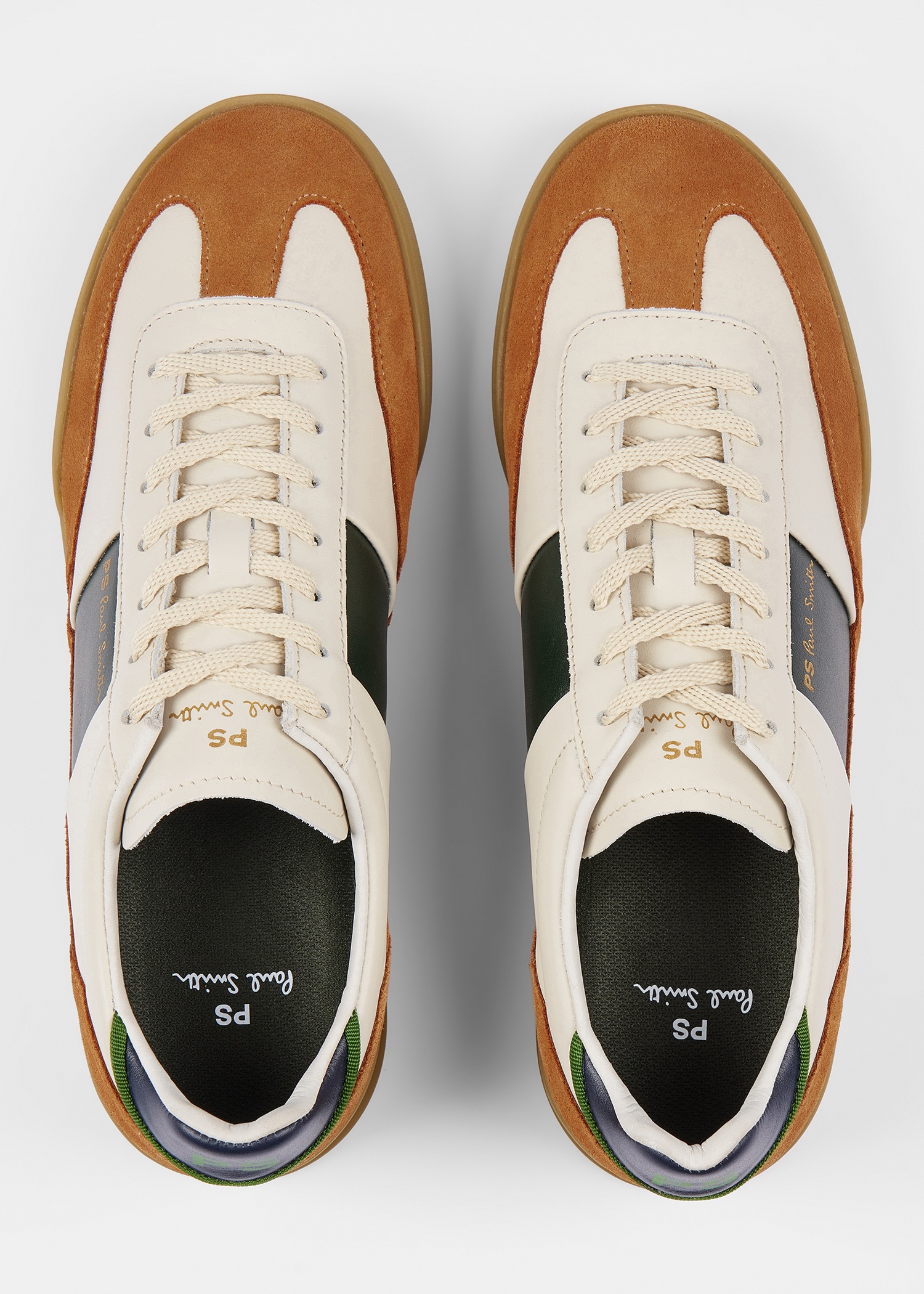 Ecru 'Dover' Leather Panel Trainers - 5