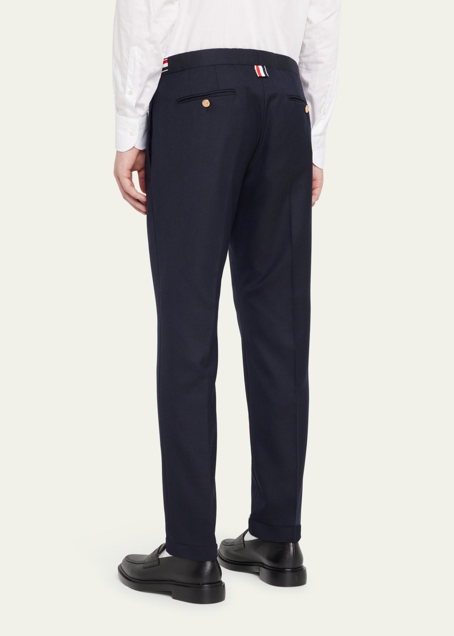 Slim-Leg Flannel Trousers, Medium Gray - 3