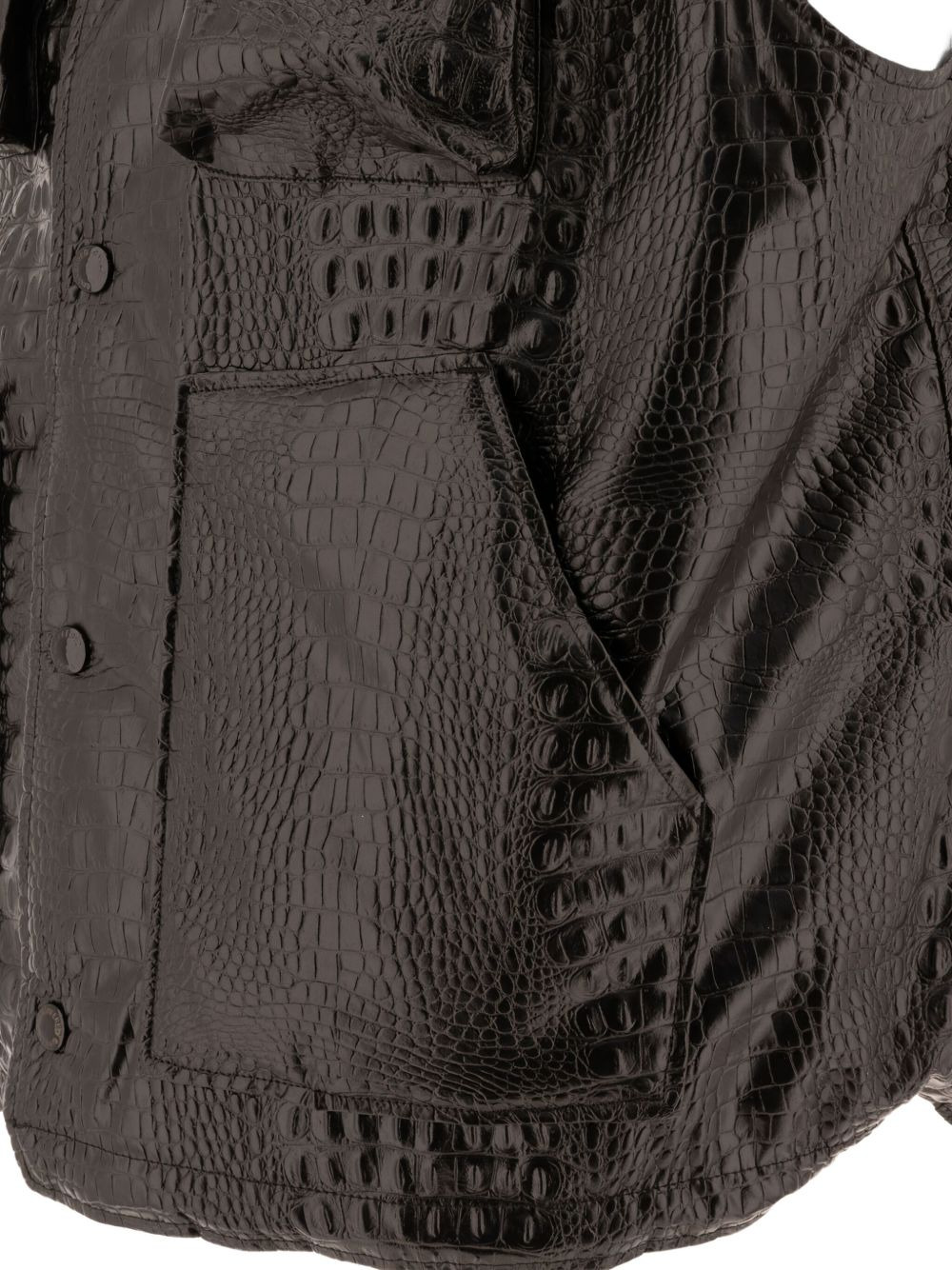 hooded crocodile-effect vest - 4