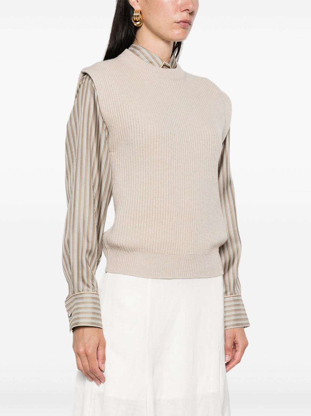 ribbed sleeveless sweater - 3