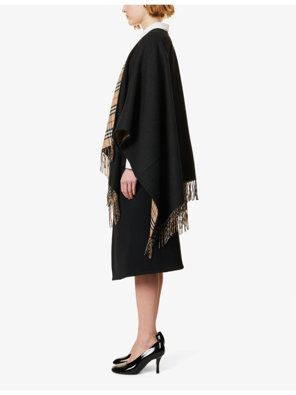 Vintage Check wool cape - 3