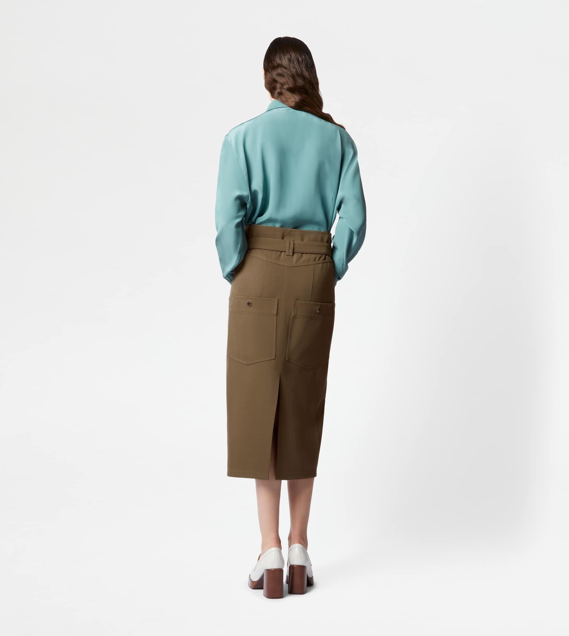 SKIRT IN WOOL - GREEN - 3