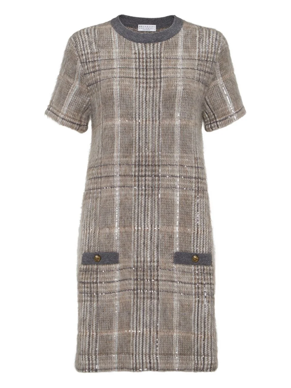 check-pattern sequin dress - 1