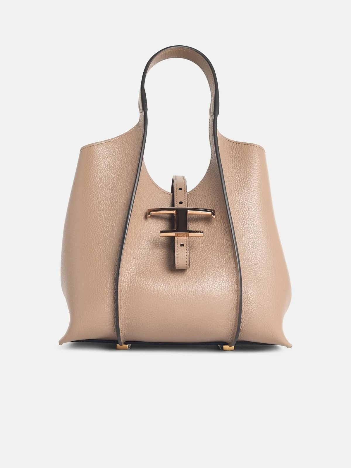 T TIMELESS MINI SHOPPING BAG IN BEIGE LEATHER - 1