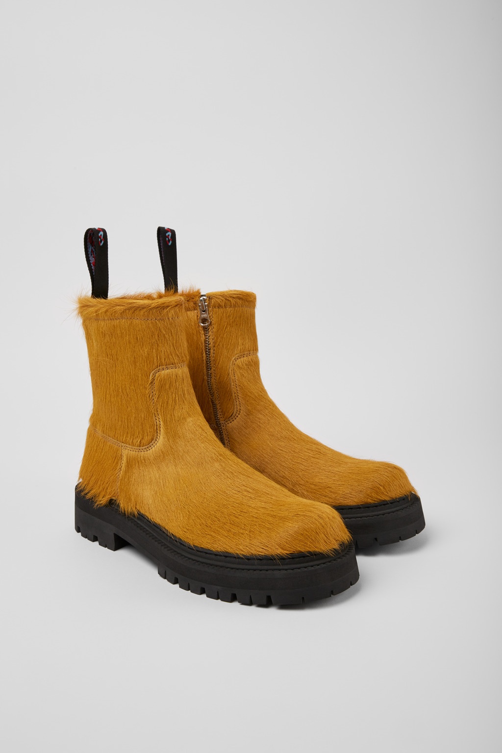 Dark yellow long calf hairboots - 2