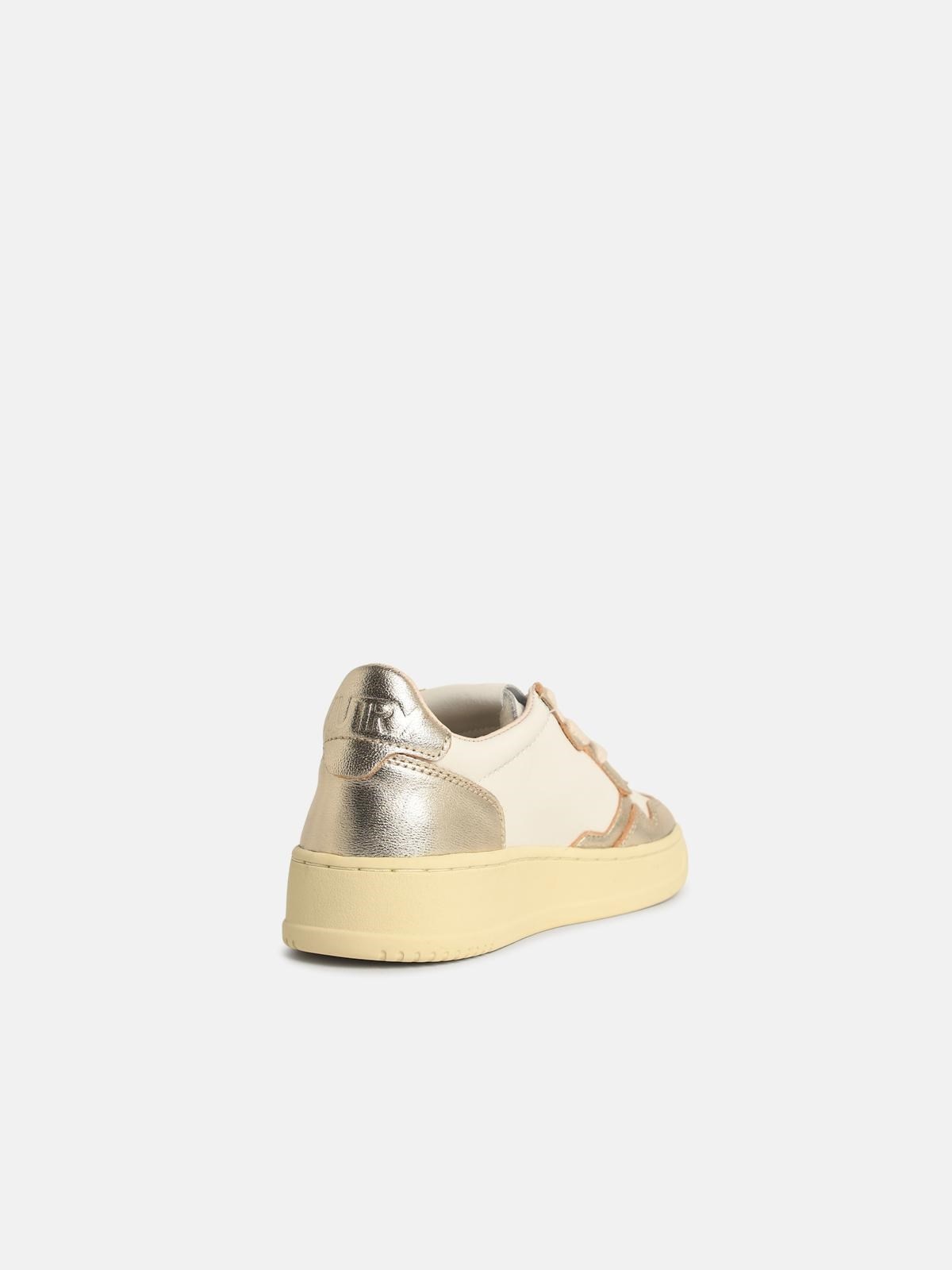 'MEDIALIST' GOLD LEATHER SNEAKERS - 3