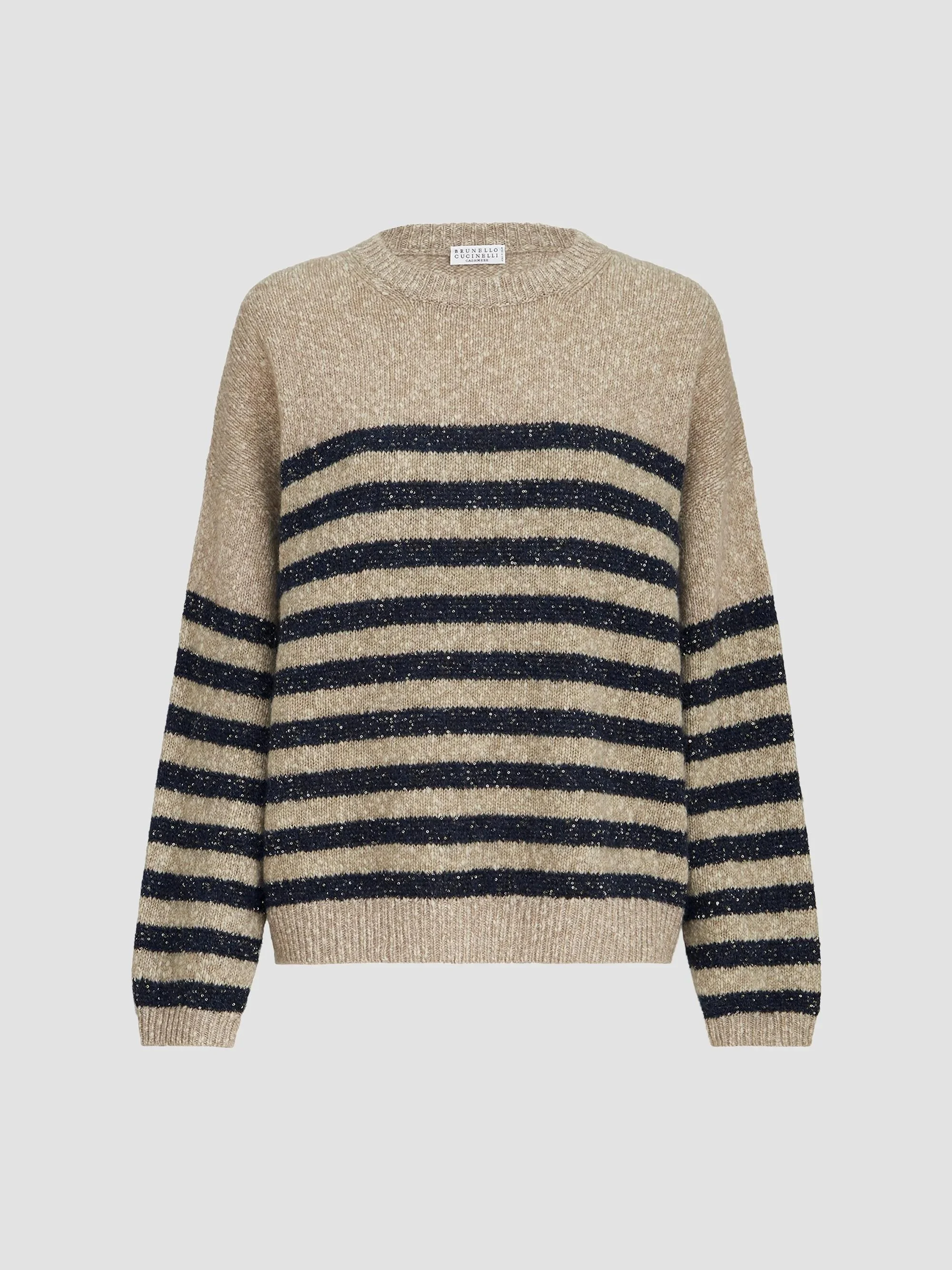 Women's Mouliné Soft Virgin Wool and Cashmere Sweater - Beige - 1